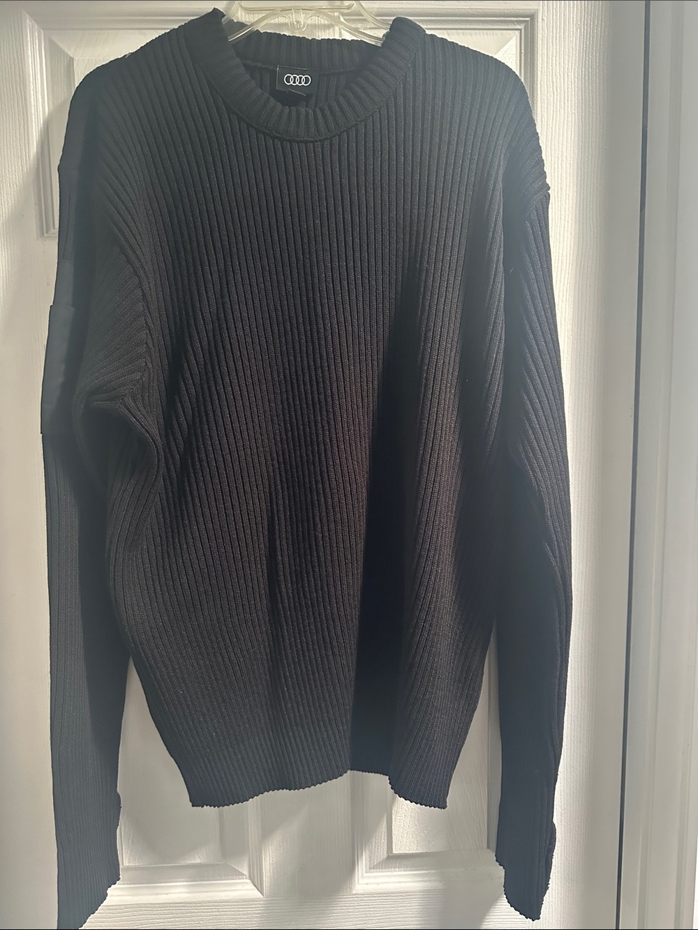 Audi Men's Black Ribbed Crewneck Sweater